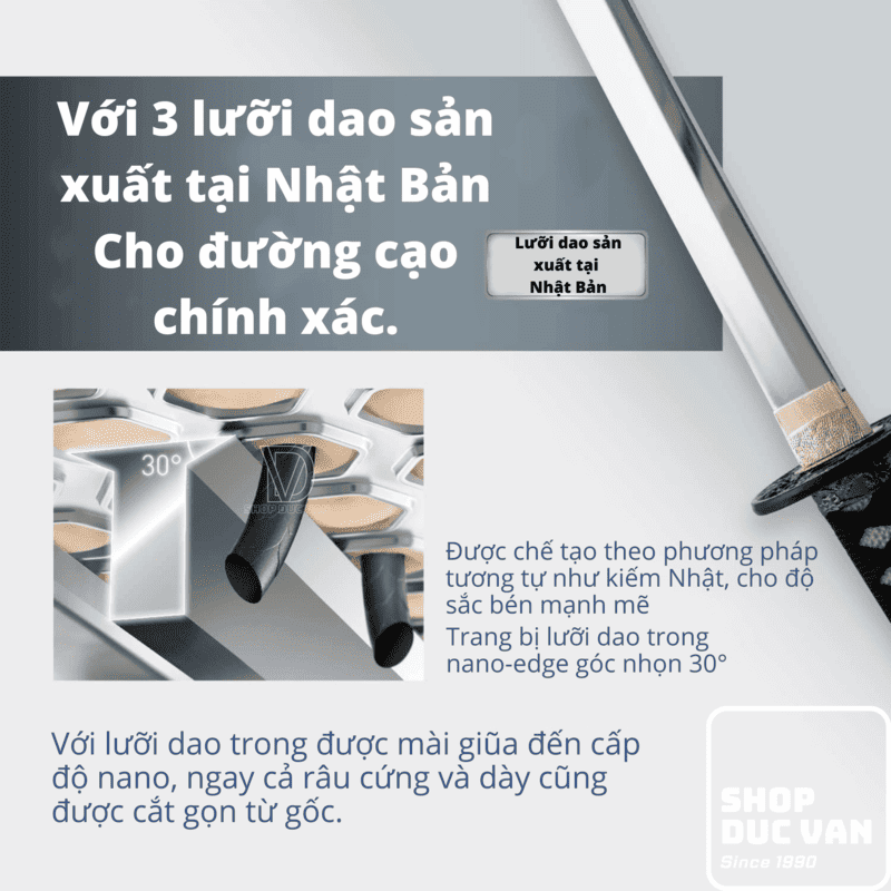 Máy Cạo Râu Panasonic ES-RT1A-A Cạo Khô Và Ướt Hệ Thống 3 Lưỡi Dao Lưới Vòm Nhật Bản Chống Nước Sạc Nhanh