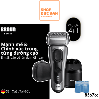 Máy Cạo Râu Braun Series 8 8567cc Của Đức Đầu Cạo 4+1, Cảm Biến AutoSense, Có Trạm Sạc Vệ Sinh Tự Động SmartCare
