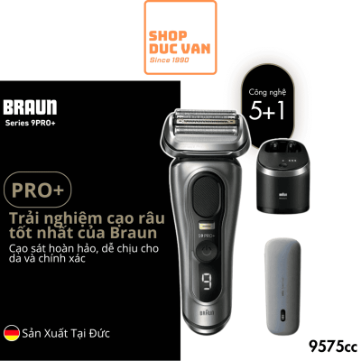 Máy Cạo Râu Braun Series 9 Pro+ 9575cc Cao Cấp - Tích Hợp Trạm Làm Sạch 6 Trong 1 Và Hộp Sạc Di Động PowerCase