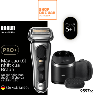 Máy Cạo Râu Braun Series 9 Pro+ 9597cc Cao Cấp Thông Minh Kèm Trạm Làm Sạch 6 Trong 1 & Đầu Procomfort