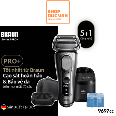 Máy Cạo Râu Braun Series 9 Pro+ 9697cc Công Nghệ 5+1, Đầu ProComfort Cao Cấp, Kèm Trạm Sạc Rửa 6-in-1